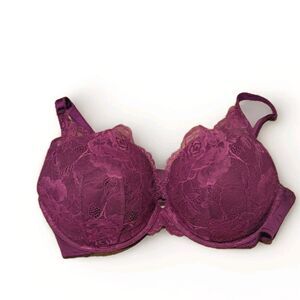 Torrid Magenta Lacy Sexy Push Up Plunge Bra 38DDD Coquette Modern Romance Allure